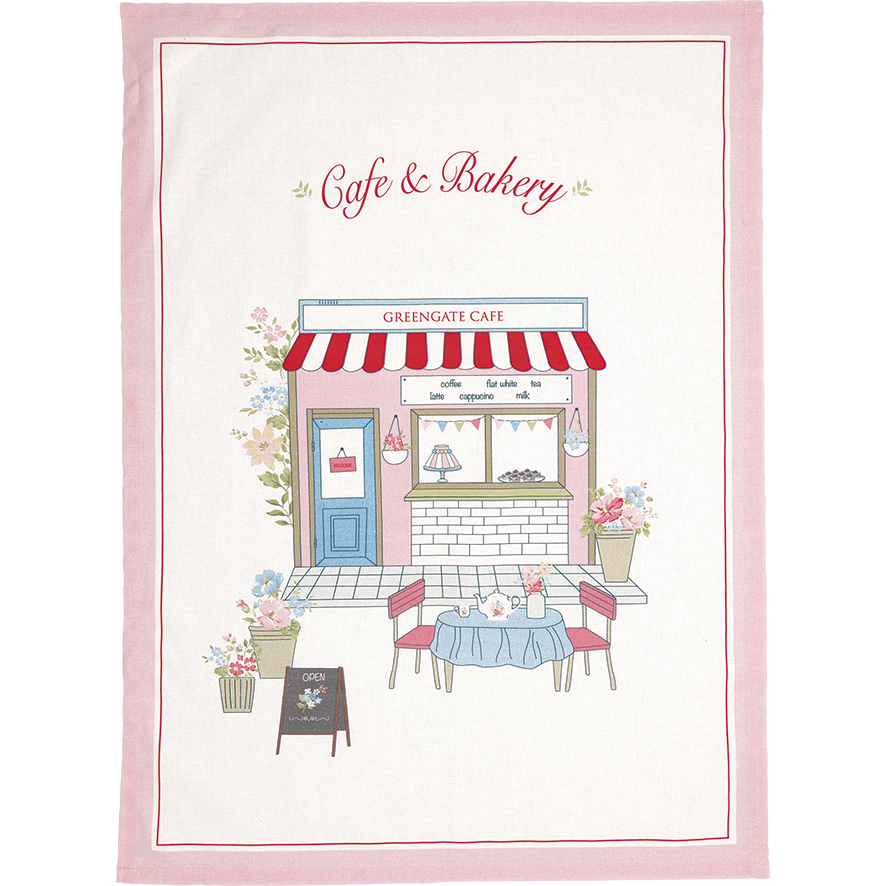 Greengate Geschirrtuch piece printed Josefina cafe white