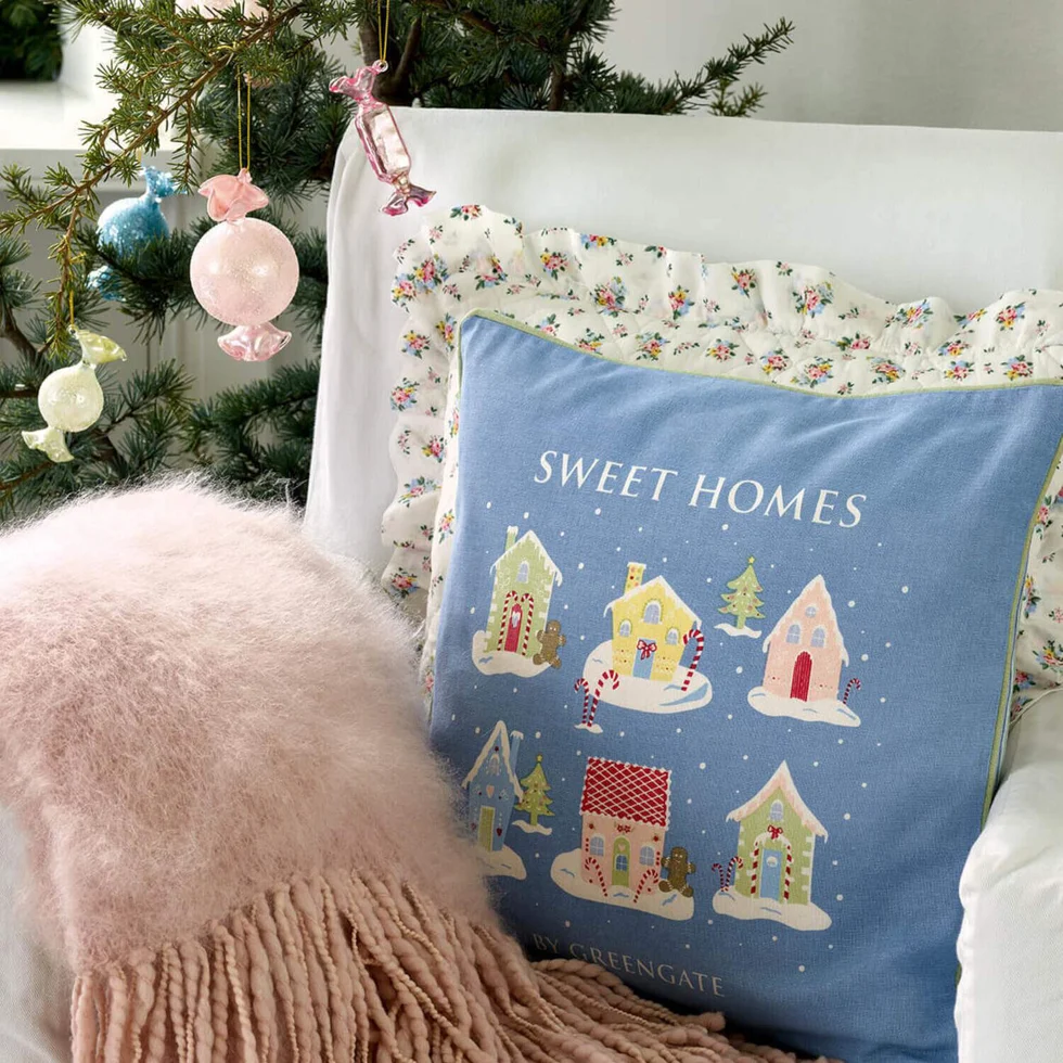 Greengate Kissenbezug Laura Homes dusty blue 40 x 40 cm