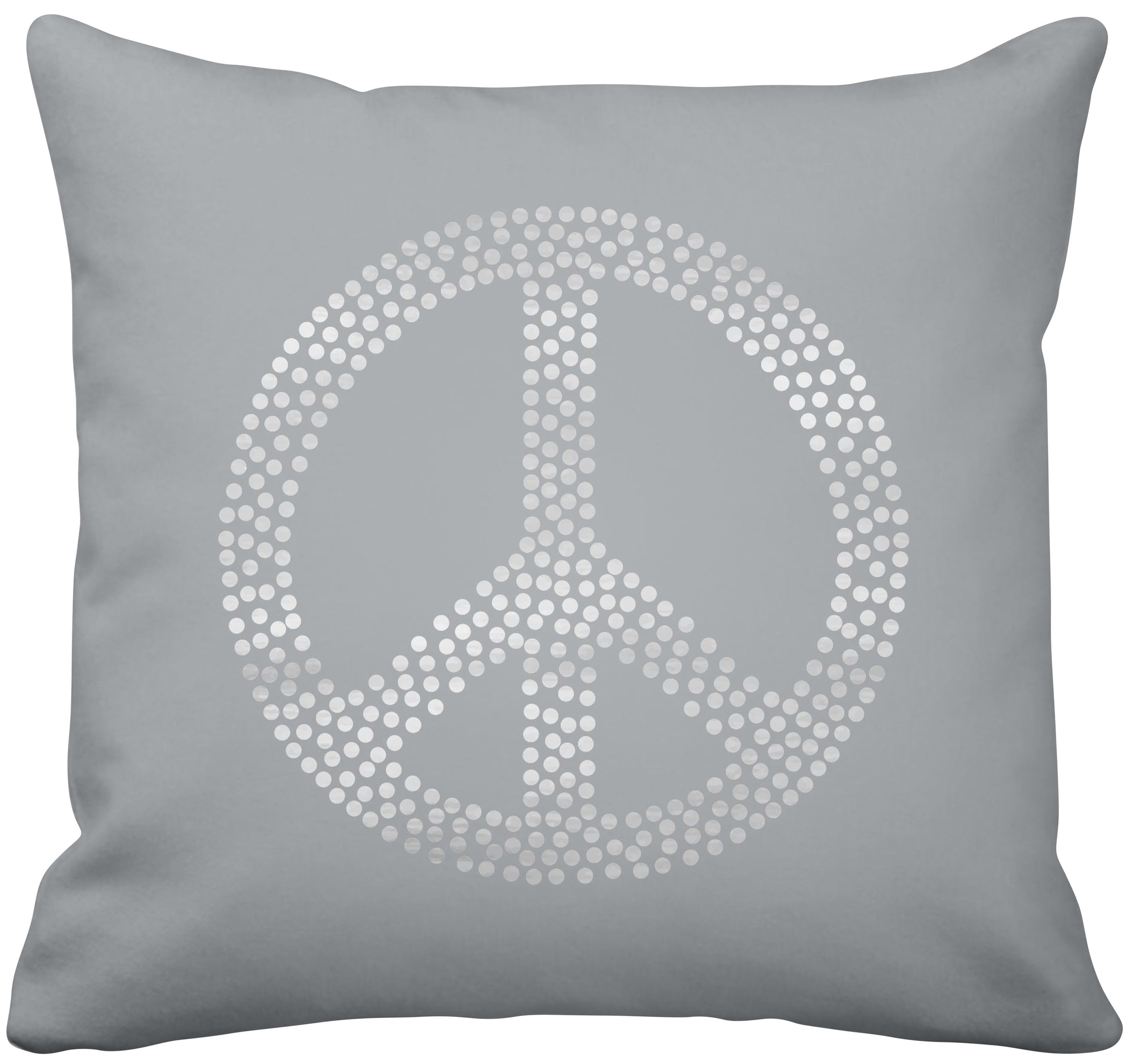 Krasilnikoff Kissenbezug Peace mit Aufdruck 50 x 50 cm grau