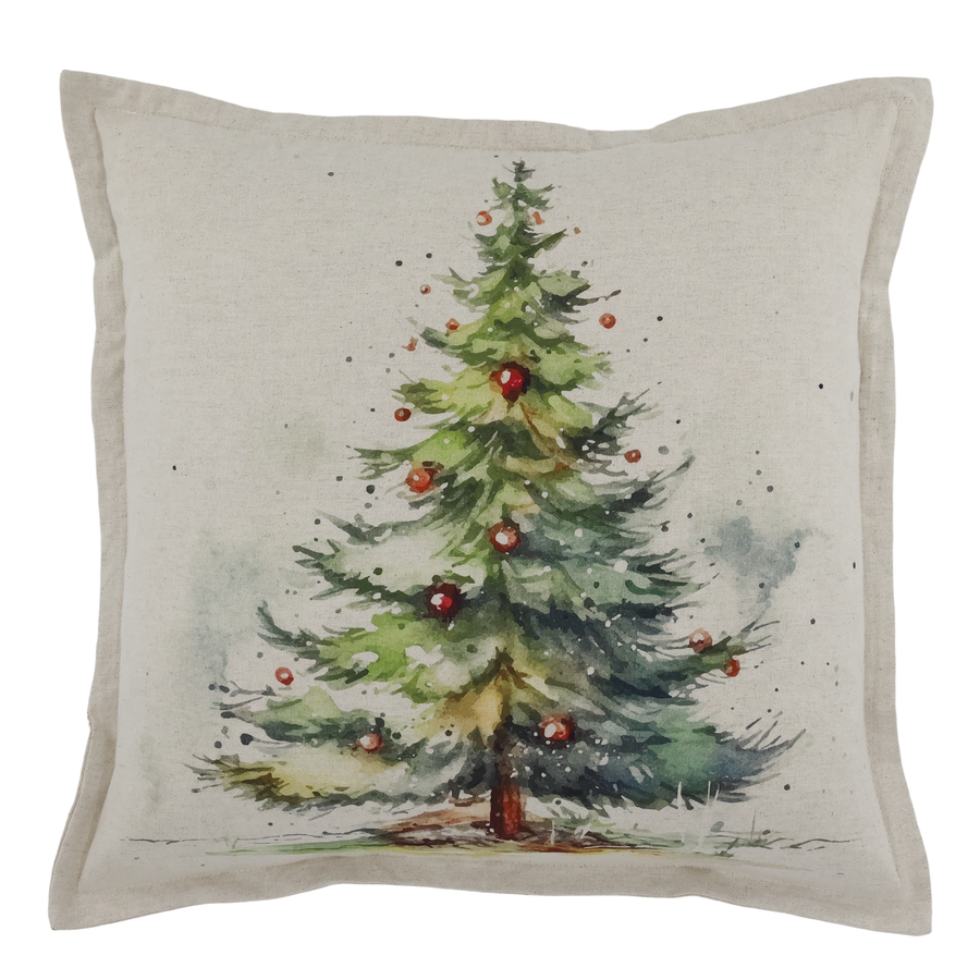 Chic Antique Aix Kissenbezug mit Weihnachtsbaum 50x50 cm Leinen