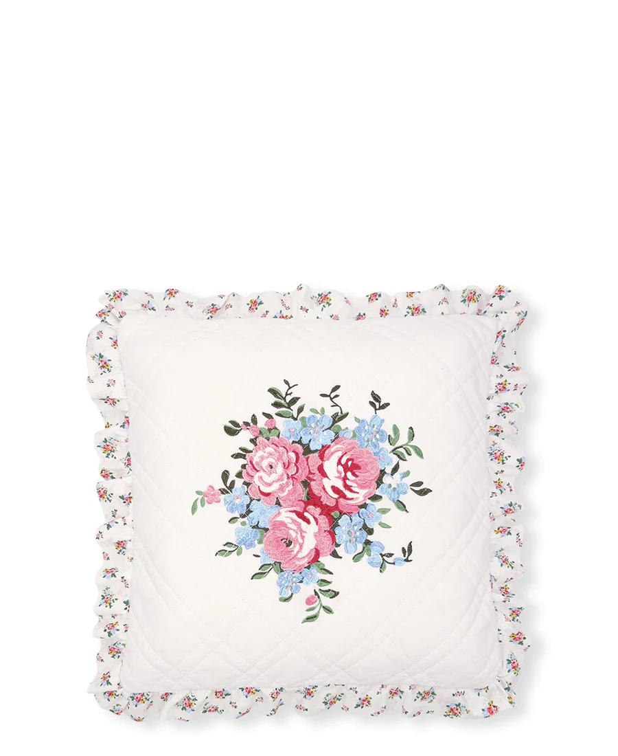 Greengate Kissenbezug Laura white with embroidery mit Stickerei 40 x 40 cm