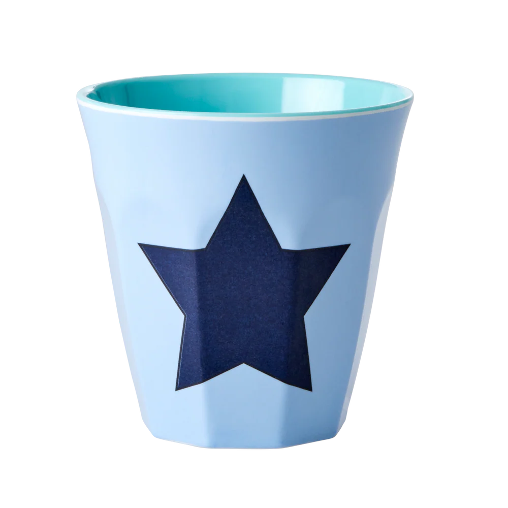 RICE Melamin Becher blauer Stern soft blue medium star