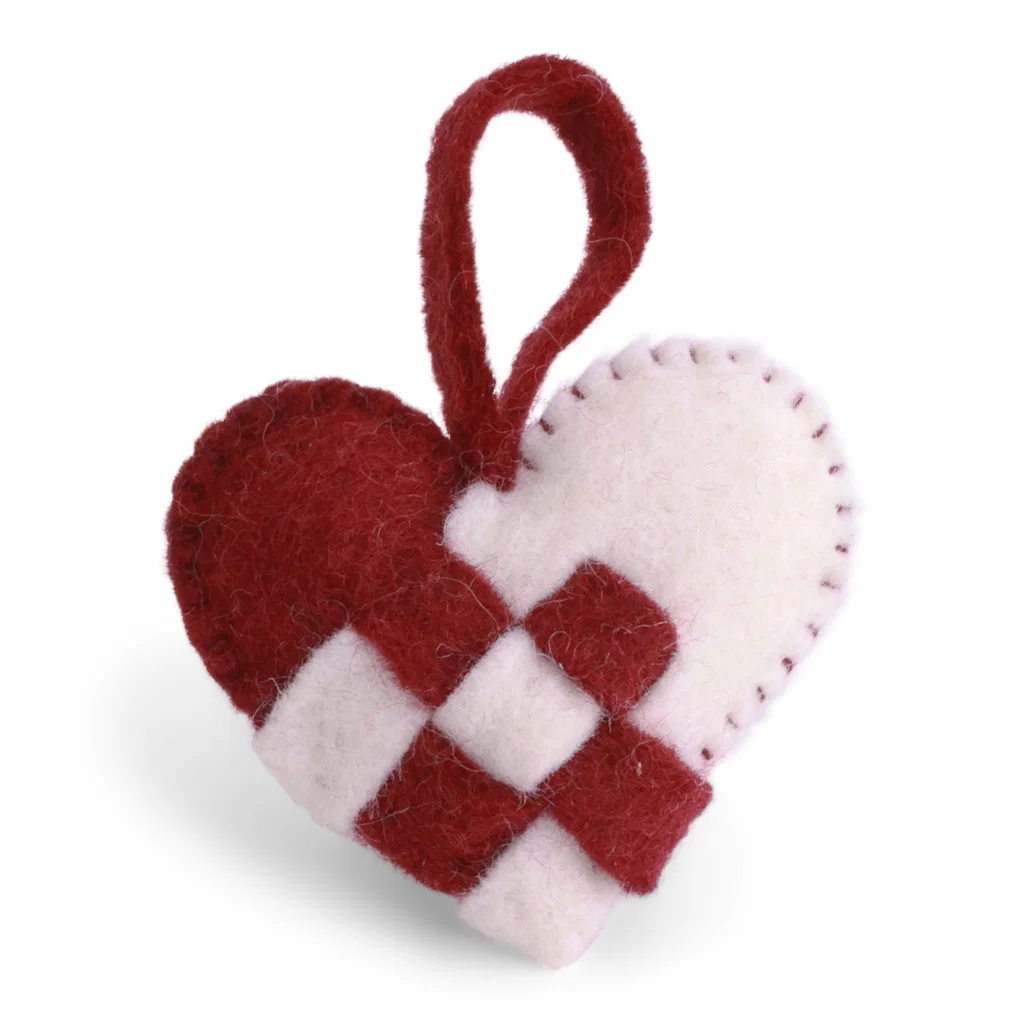 Gry & Sif handgefilztes Herz zum Aufhängen Christmas braided Heart