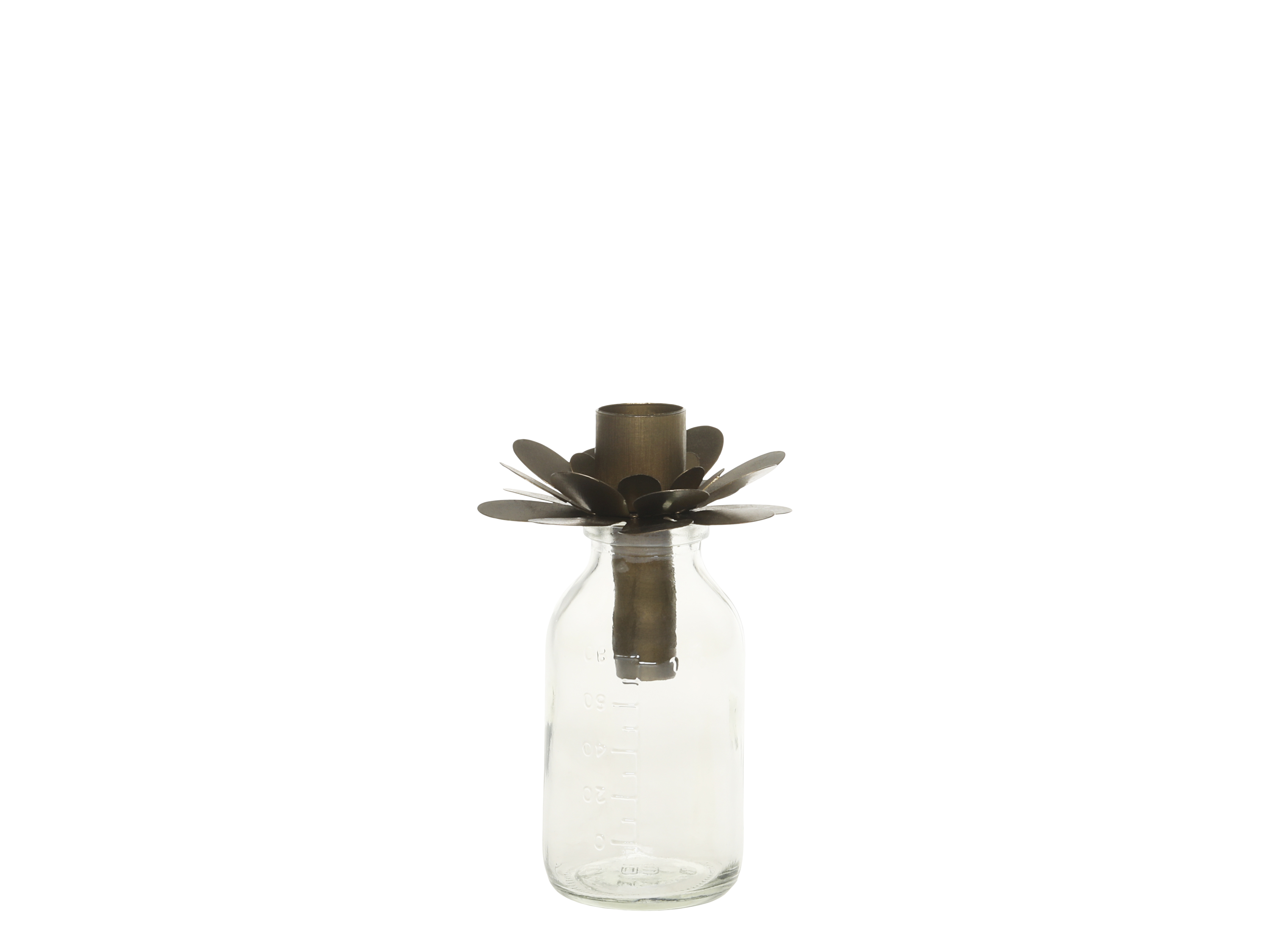 Chic Antique Flasche mit Kerzenhalter antique Messing Höhe 12 cm
