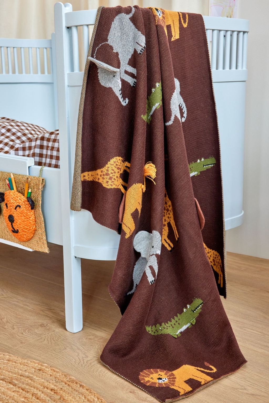 RICE Kinderkissen "Elephant" chocolate brown 100% Baumwolle mit Inlett