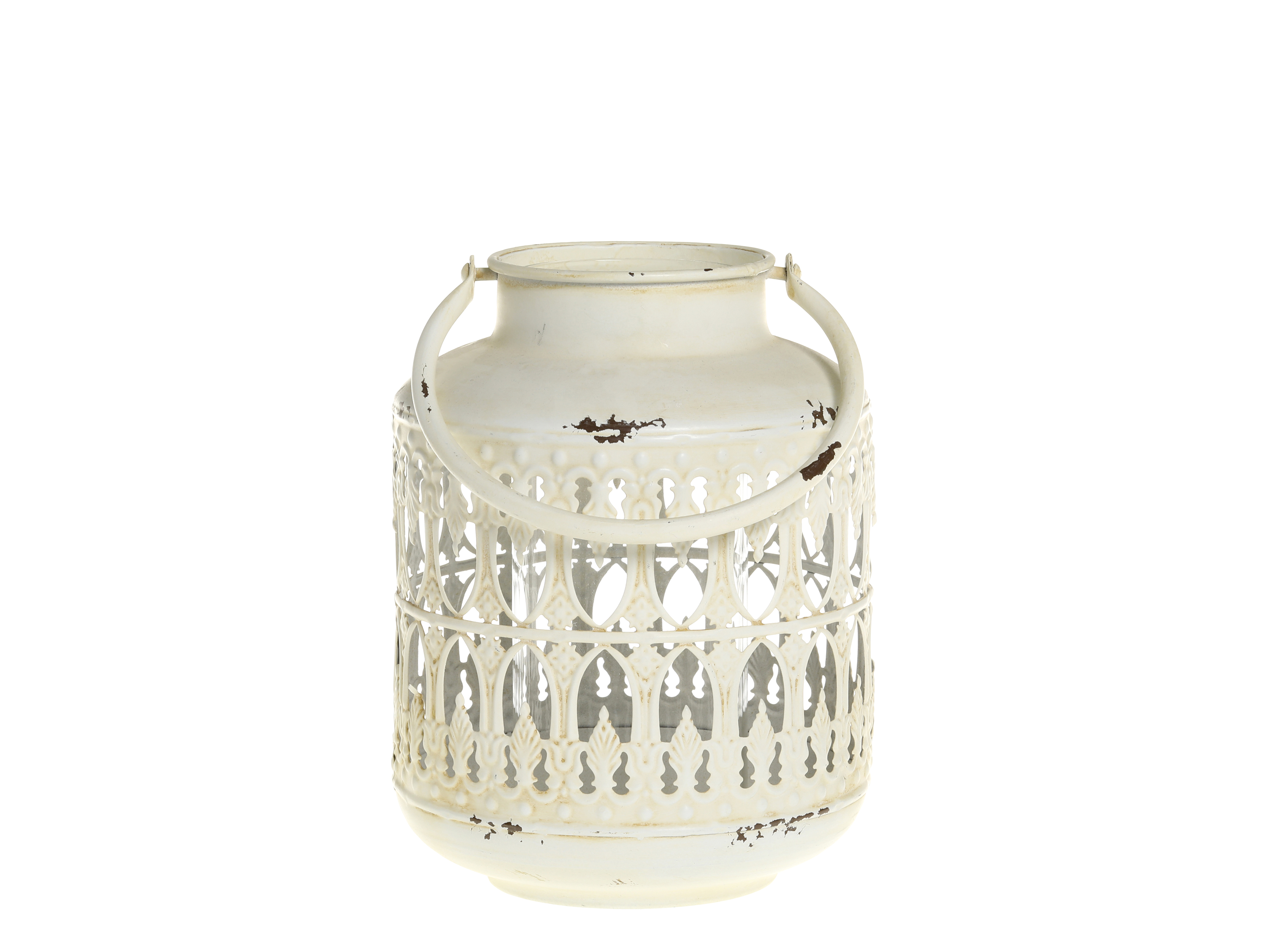 Chic Antique Deko Laterne aus Eisen antique weiß