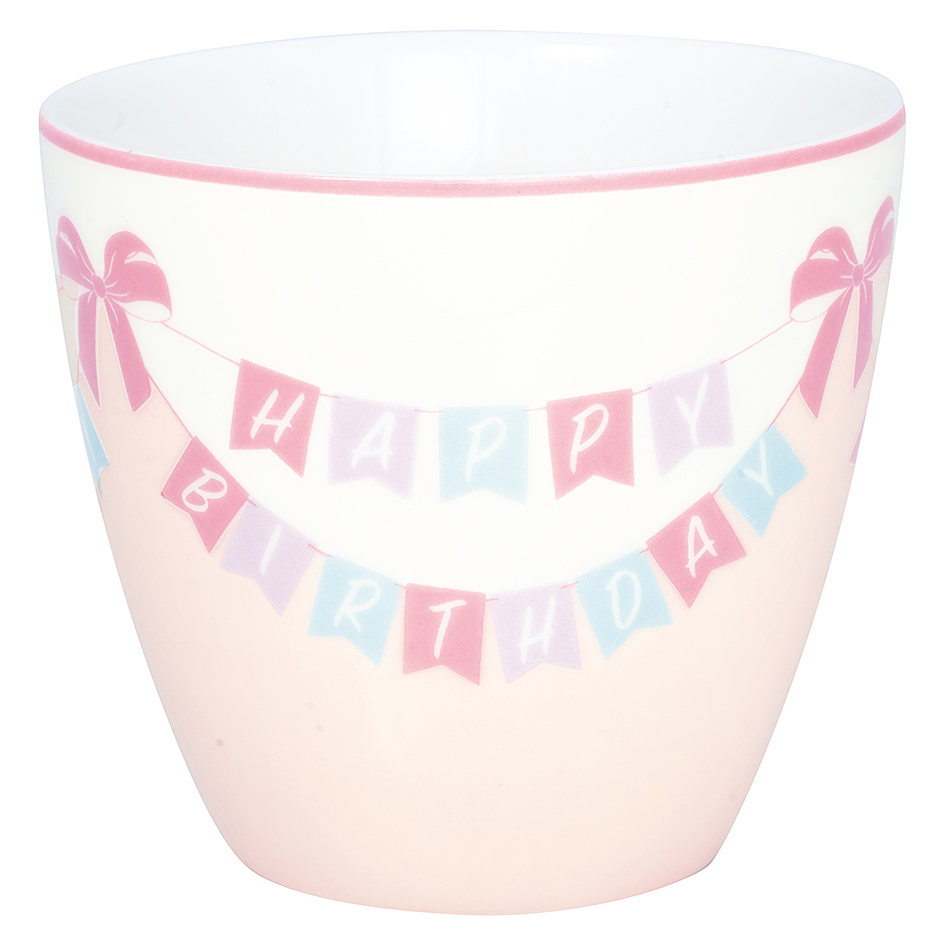 Greengate Lattecup Happy birthday white Trinkbecher ohne Henkel