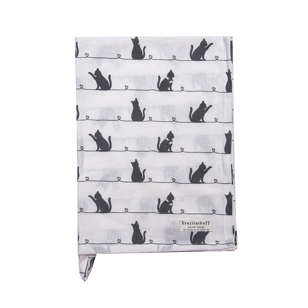 Krasilnikoff Geschirrtuch Cat white Teatowel