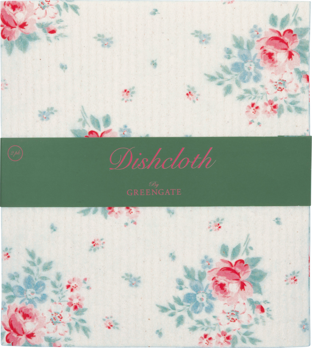 Greengate Spültuch Clara white 2-er Set Dishcloth Set of 2