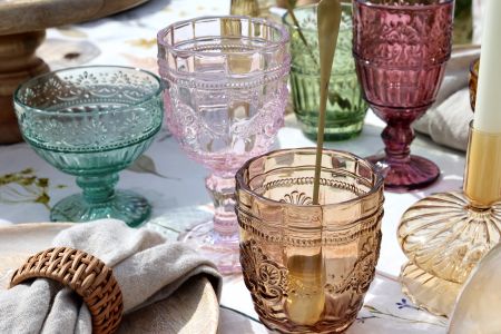 Chic Antique Saint-Emilion Gläser mit Muster assortierte Farben Set von 6 Stück
