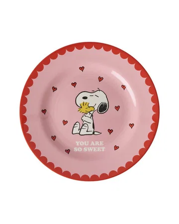 RICE X PEANUTS Melamin Teller Snoopy pink print