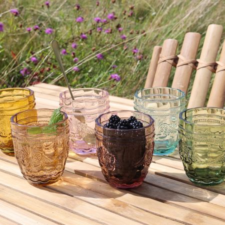 Chic Antique Saint-Emilion Gläser mit Muster assortierte Farben Set von 6 Stück