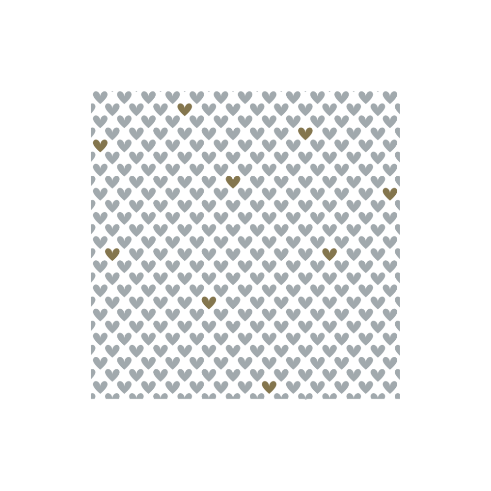 Krasilnikoff Papierservietten Hearts in grey and gold 33x33 cm 20 Stück