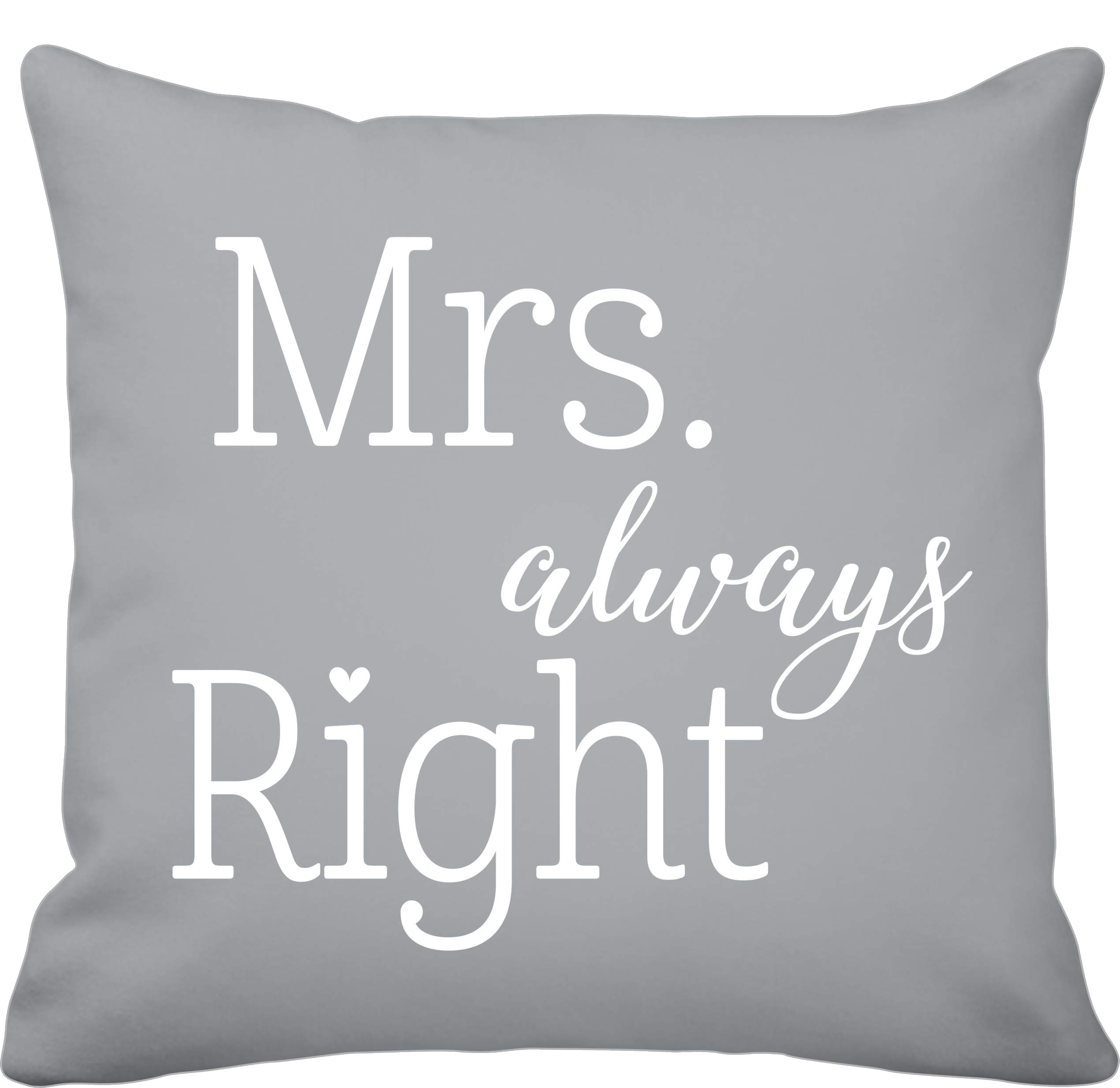 Krasilnikoff Kissenbezug Mr. allways Right 50 x 50 cm grau