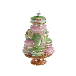 Weihnachtsbaumanhänger Macaron Türmchen pastell Glas