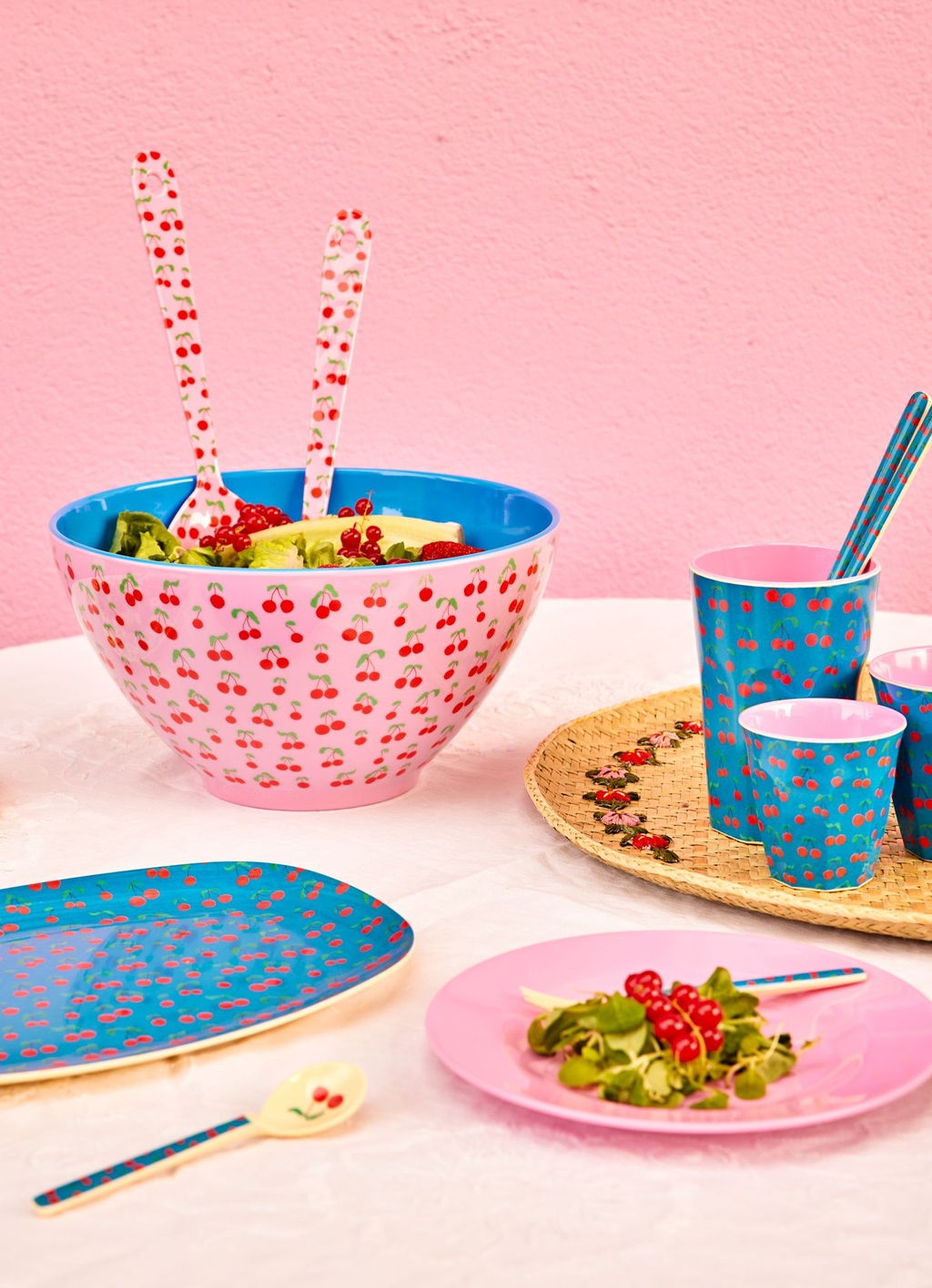 RICE Melamin Salatbesteck Cherry Love 2-teilig 