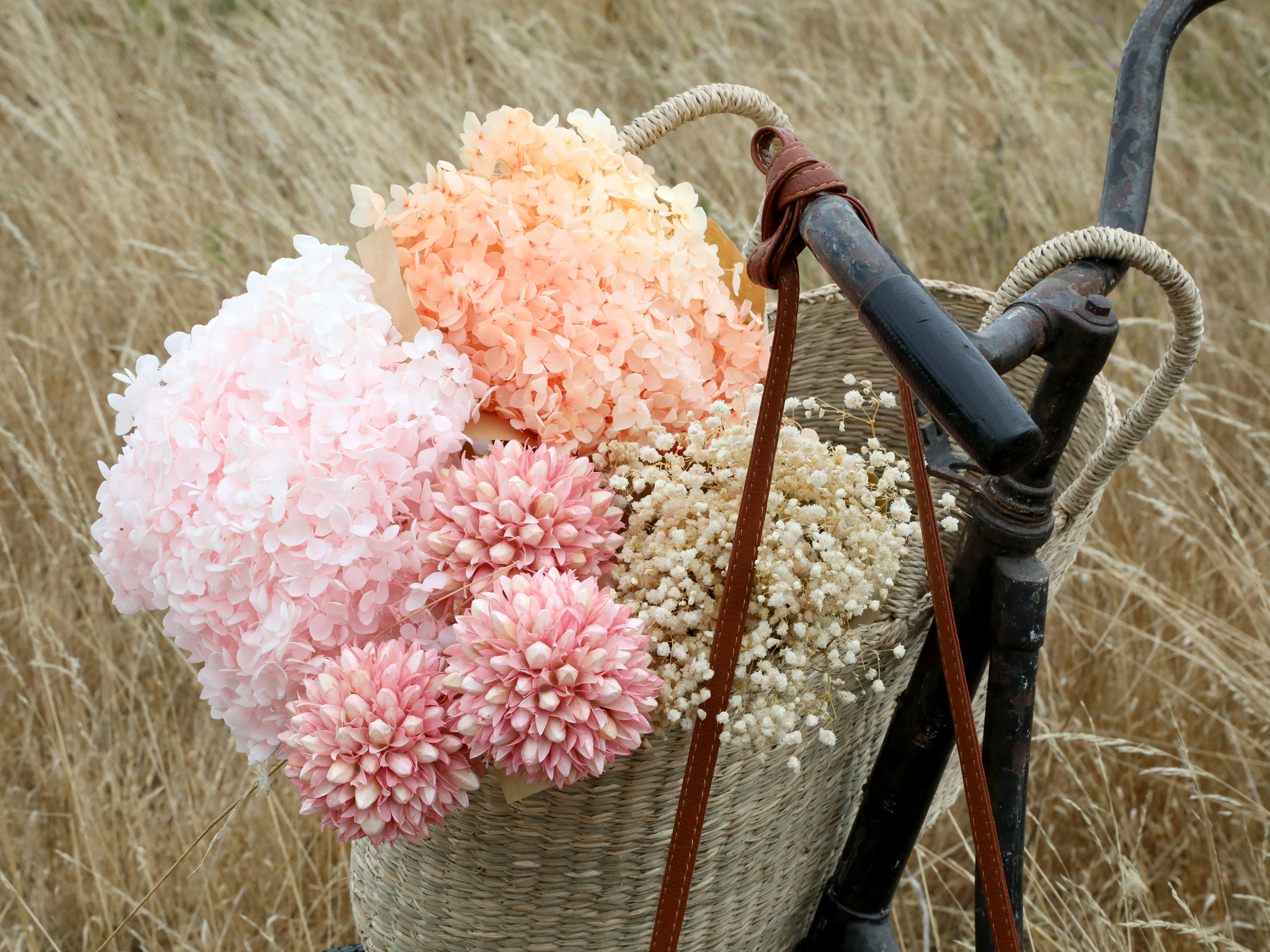 Chic Antique Fleur getrocknete Schneeballblume rosa 3 Stück in einem Bund