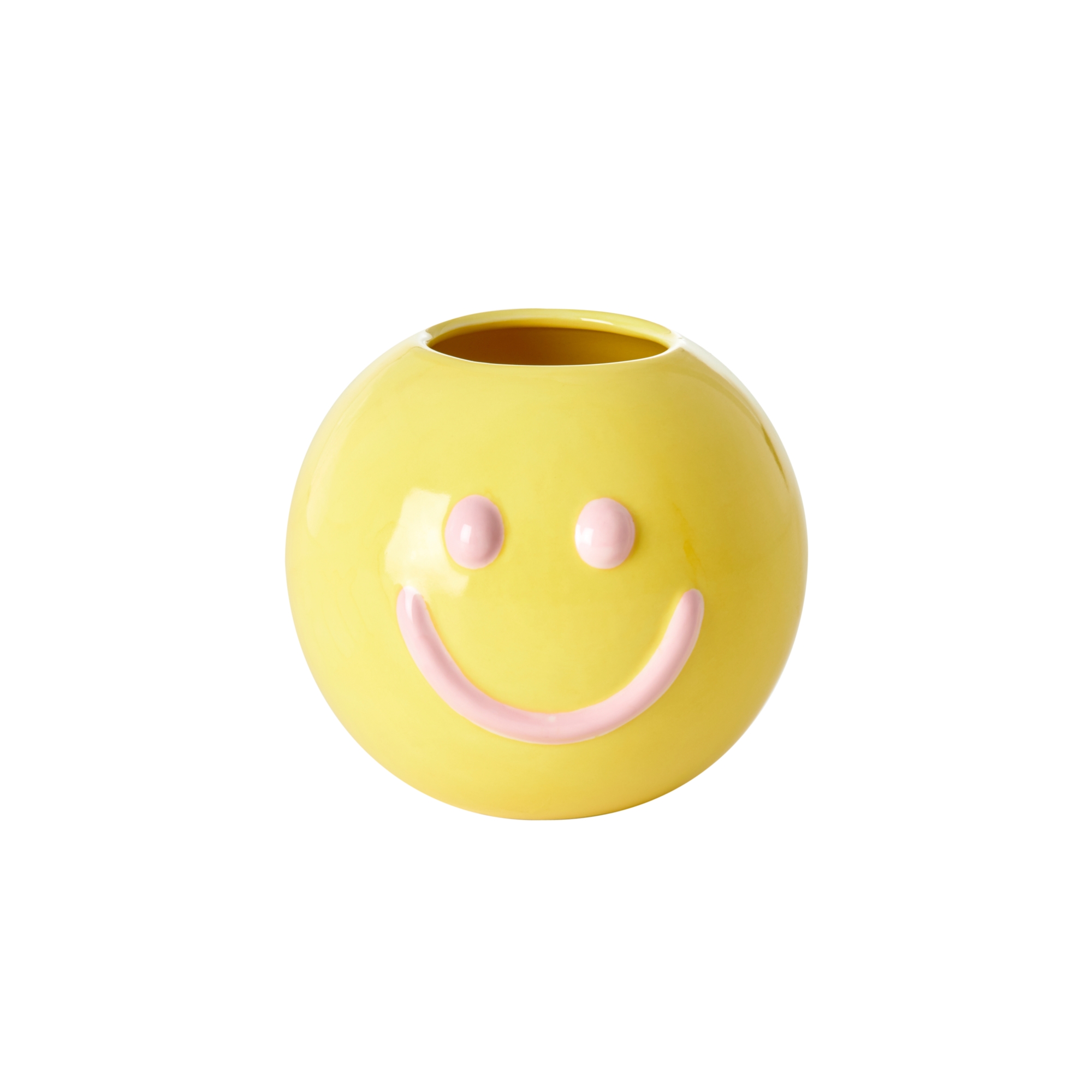 RICE Vase Smiley rund gelb