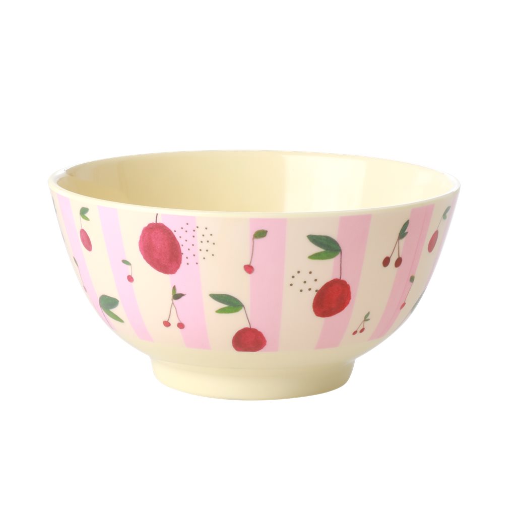 RICE Melamin Schüssel "Cherries and stripes" gross