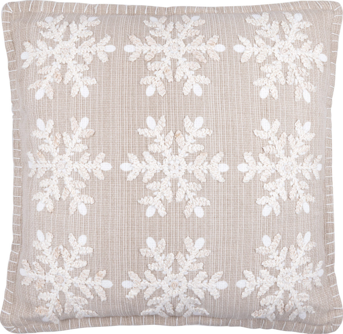Greengate Kissenbezug Snowflake beige mit Stickerei w. embroidery