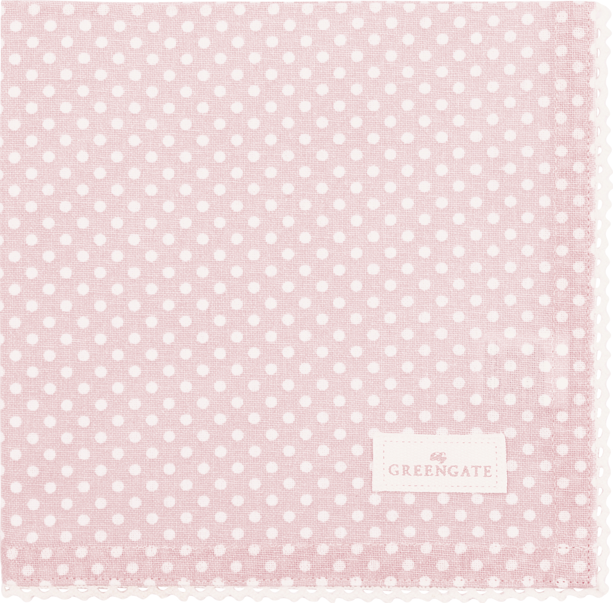 Greengate Stoffserviette Dotty pale pink mit Spitzenrand