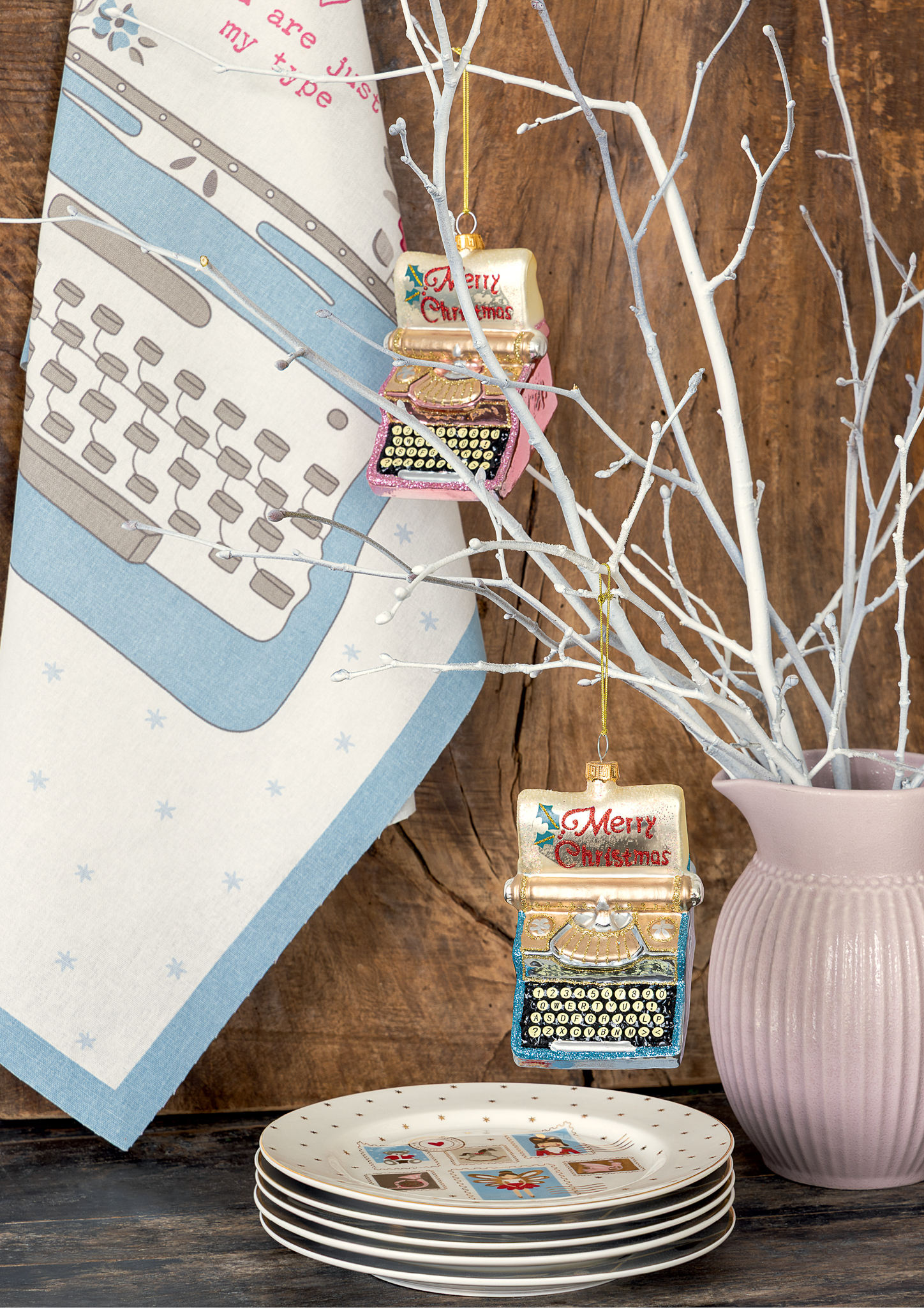 Greengate Becher Xmas letter pale blue