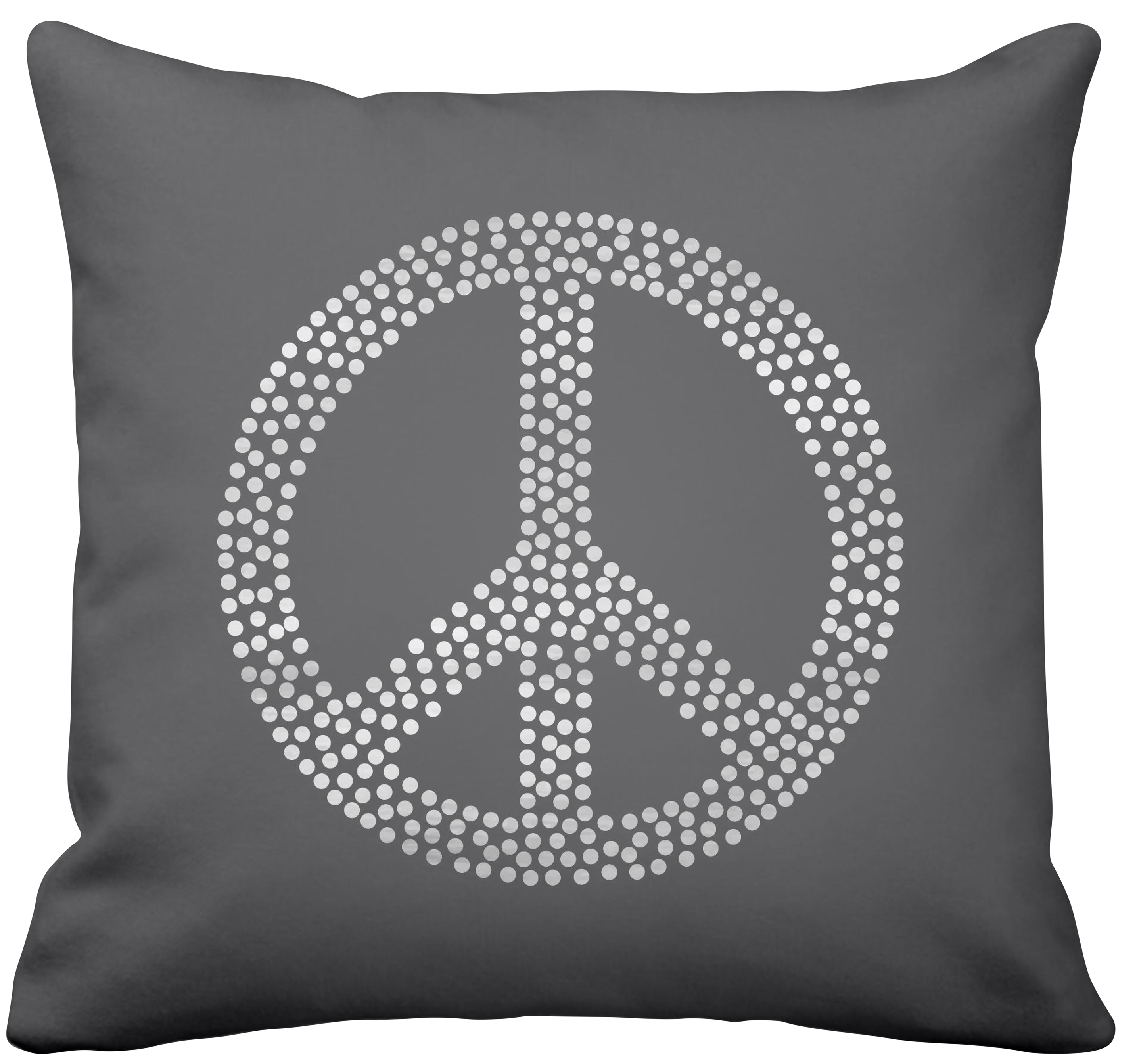 Krasilnikoff Kissenbezug Peace mit Aufdruck 50 x 50 cm dunkel grau charcoal