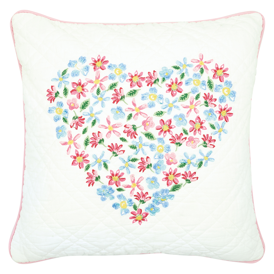 Greengate Kissenbezug Columbine love white durchgesteppt 40 x 40 cm