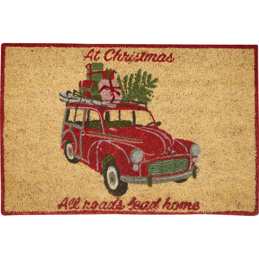 Greengate Fußmatte Charline Car white 60x40 cm Kokosfaser