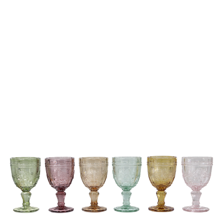 Chic Antique Saint-Emilion Weingläser mit Muster assortierte Farben Set von 6 Stück