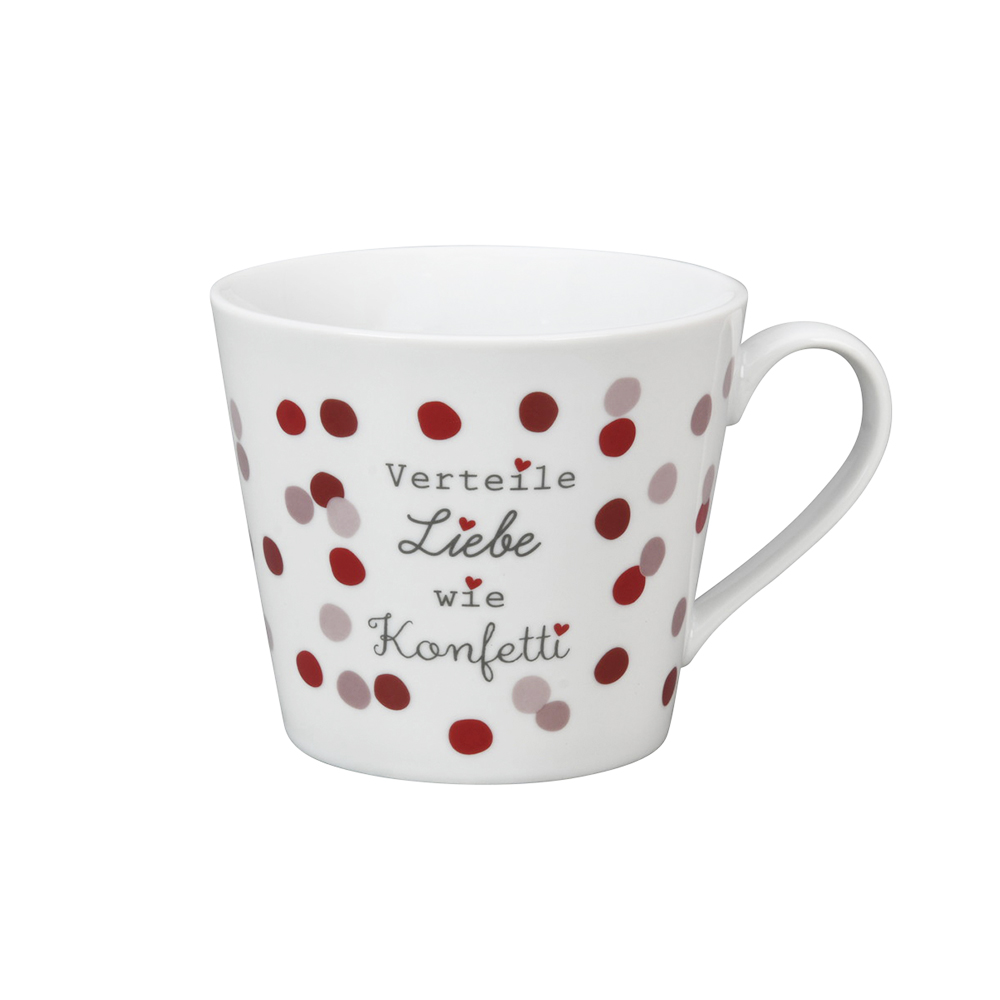 Krasilnikoff Happy Cup Verteile Liebe wie Konfetti Trinkbecher mit Henkel
