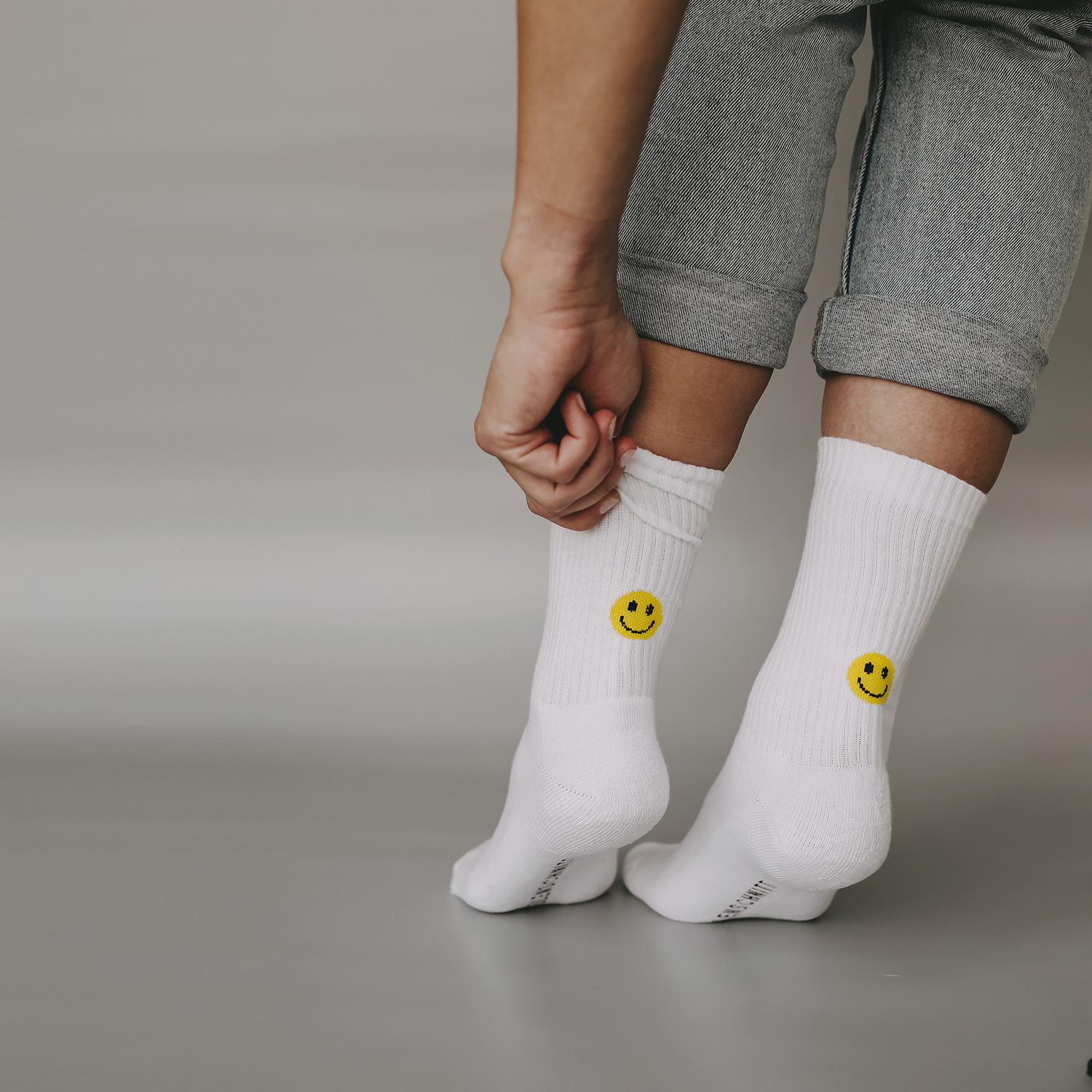 Eulenschnitt Mottosocken Smiley gelb