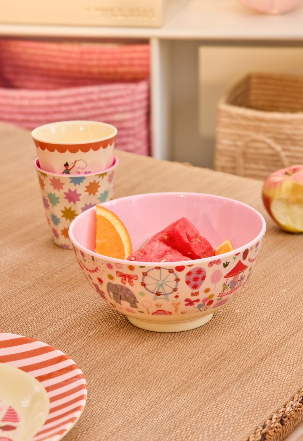 RICE Melamin Becher Fun fair Print rosa medium cup