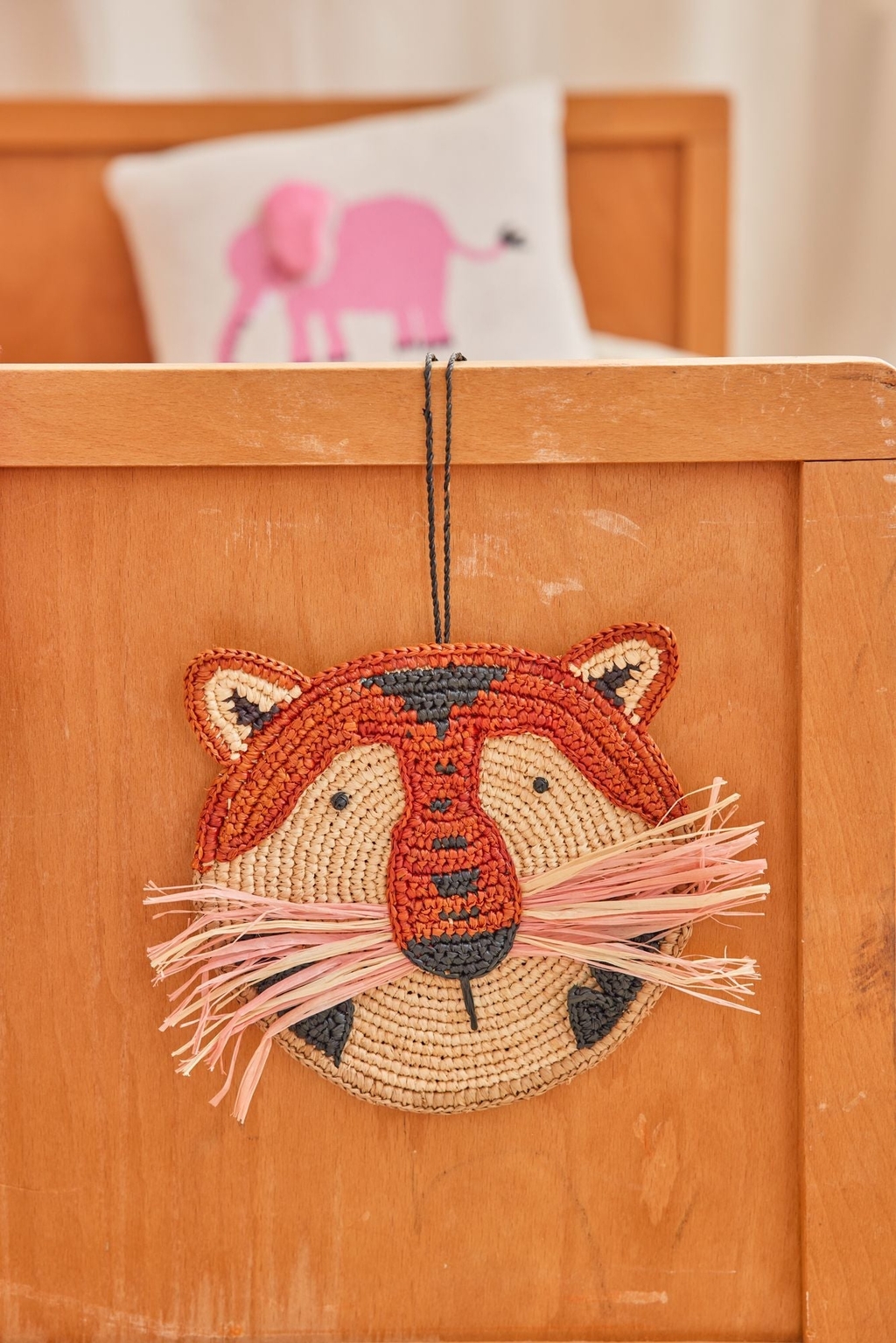 RICE Kinderkissen "Elephant" naturweiß/pink 100% Baumwolle mit Inlett