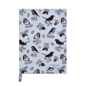 Krasilnikoff Geschirrtuch Spruce and birds white Teatowel