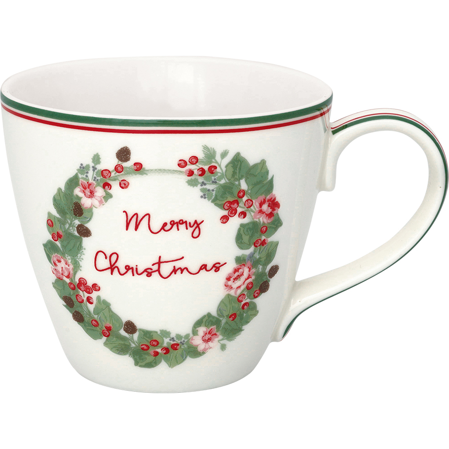 Greengate Becher Merry Christmas white Lattecup mit Henkel