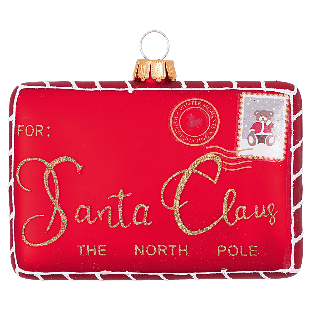 Greengate Weihnachtsbaumanhänger Glass Xmas letter red medium