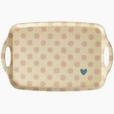 RICE Melamin Tablett mit Punkten - Cream