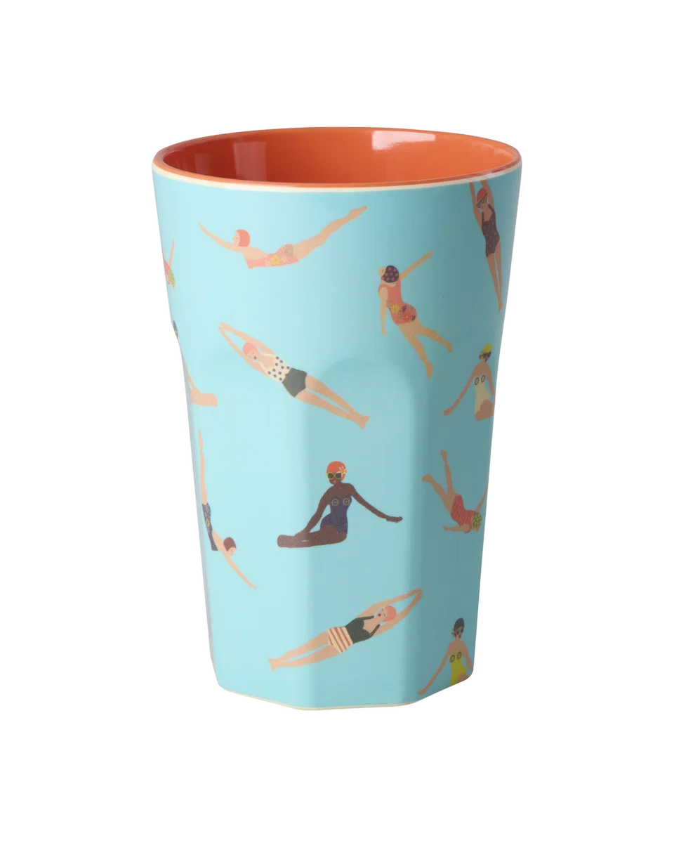 RICE hoher Melaminbecher retro swimster print tall