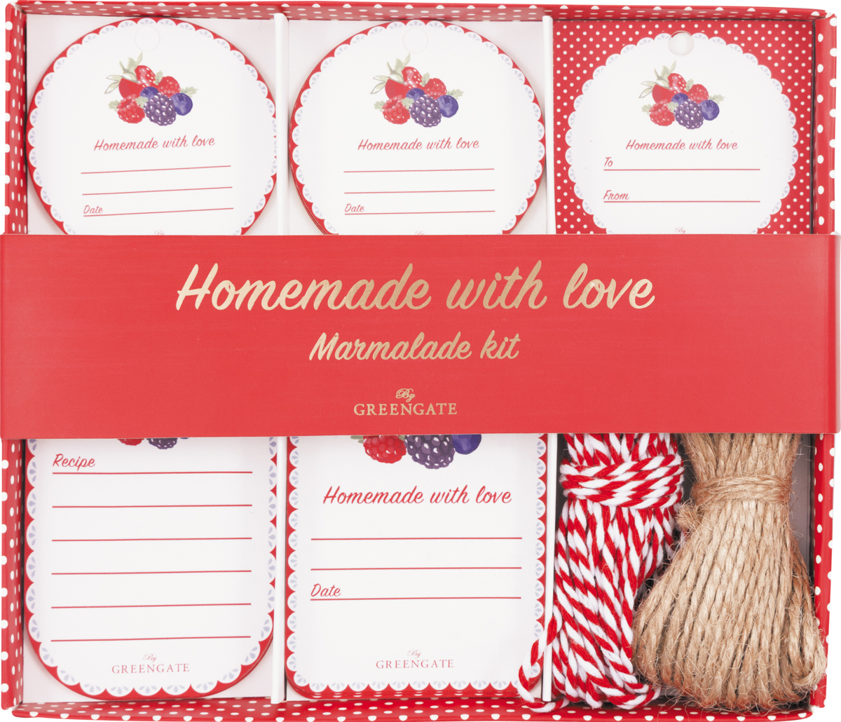 Greengate Geschenkanhänger Box Berry white 25 Stück mit Garn und Juteband