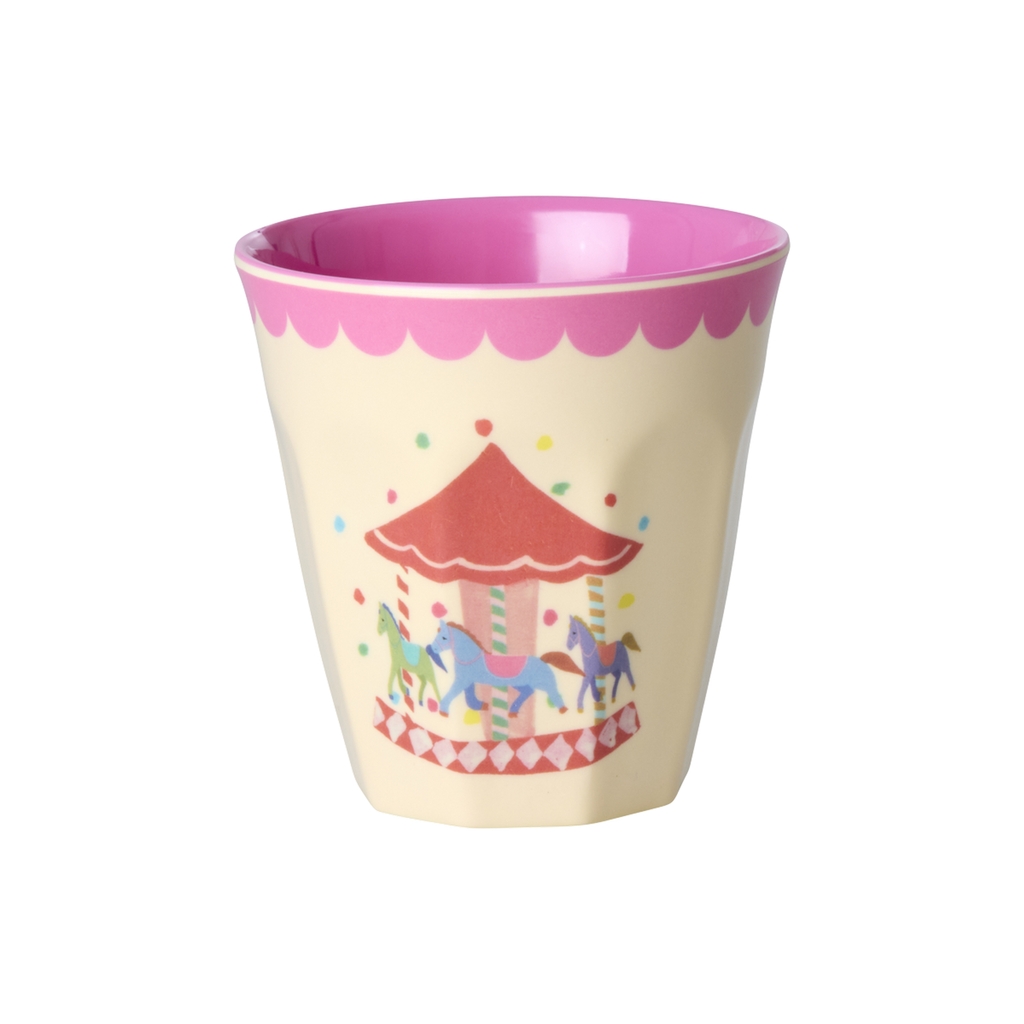 RICE Melamin Geschenkset mit 6 kleinen Bechern Fun fair Print rosa