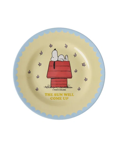 RICE X PEANUTS cremefarbener Melamin Teller Snoopy cream print
