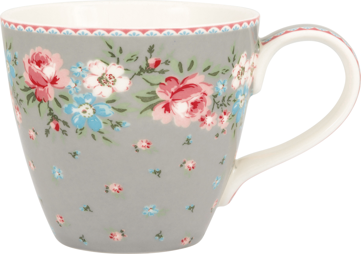 Greengate Becher Clara grey Lattecup mit Henkel Mug