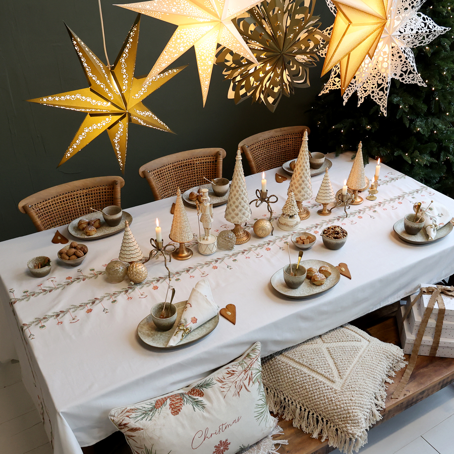 Chic Antique Aix Kissenbezug mit Weihnachtsbaum 50x50 cm Leinen
