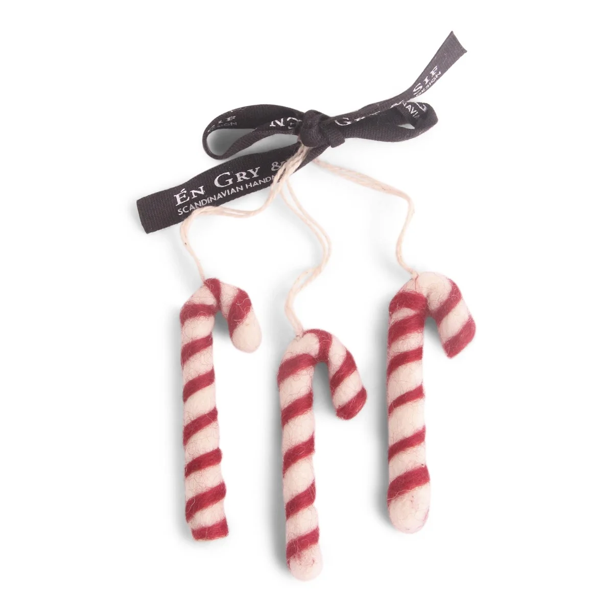 Gry & Sif handgefilzte Zuckerstange 3-er Set/Anhänger Candy cane