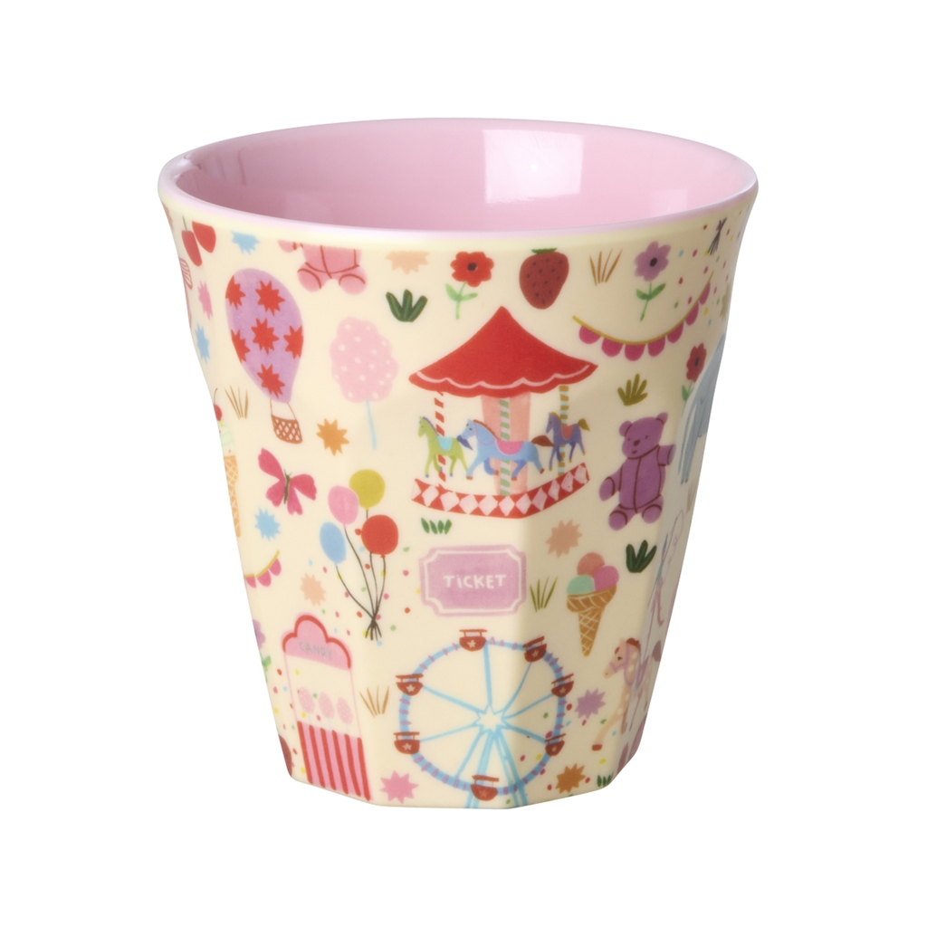 RICE Melamin Becher Fun fair Print rosa medium cup