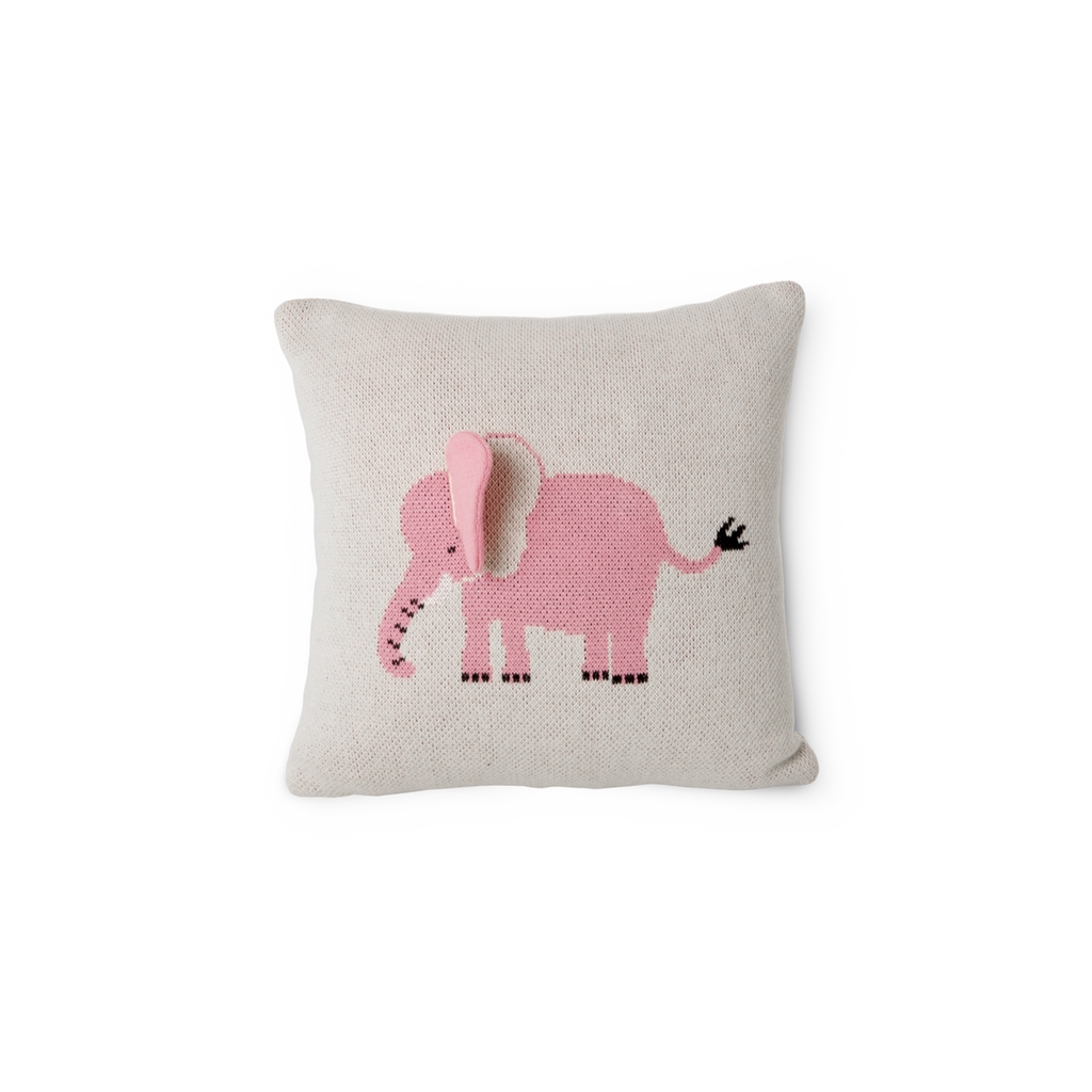 RICE Kinderkissen "Elephant" naturweiß/pink 100% Baumwolle mit Inlett