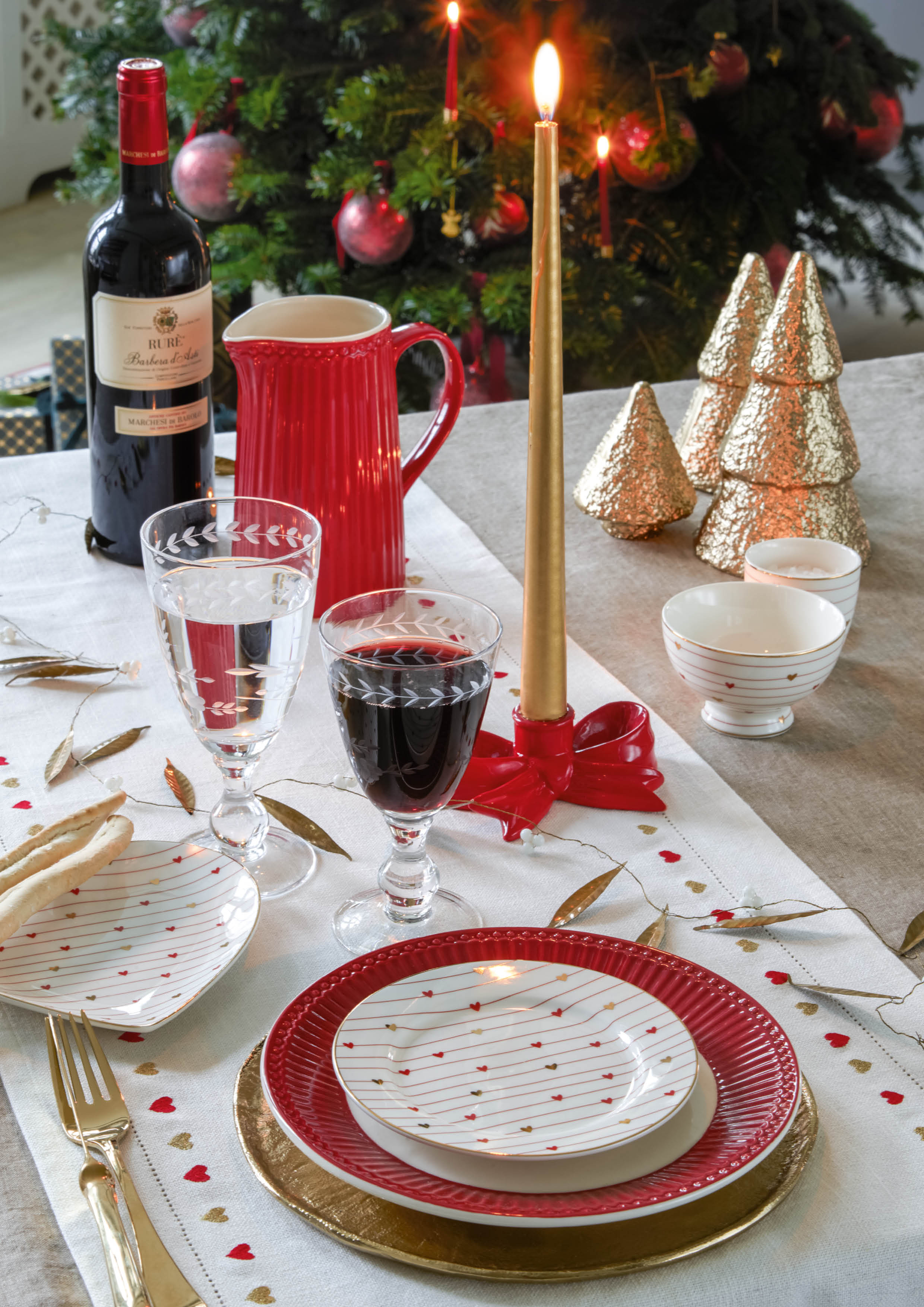 Greengate Kerzenhalter Schleife rot Candle holder bow red