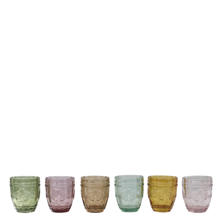Chic Antique Saint-Emilion Gläser mit Muster assortierte Farben Set von 6 Stück