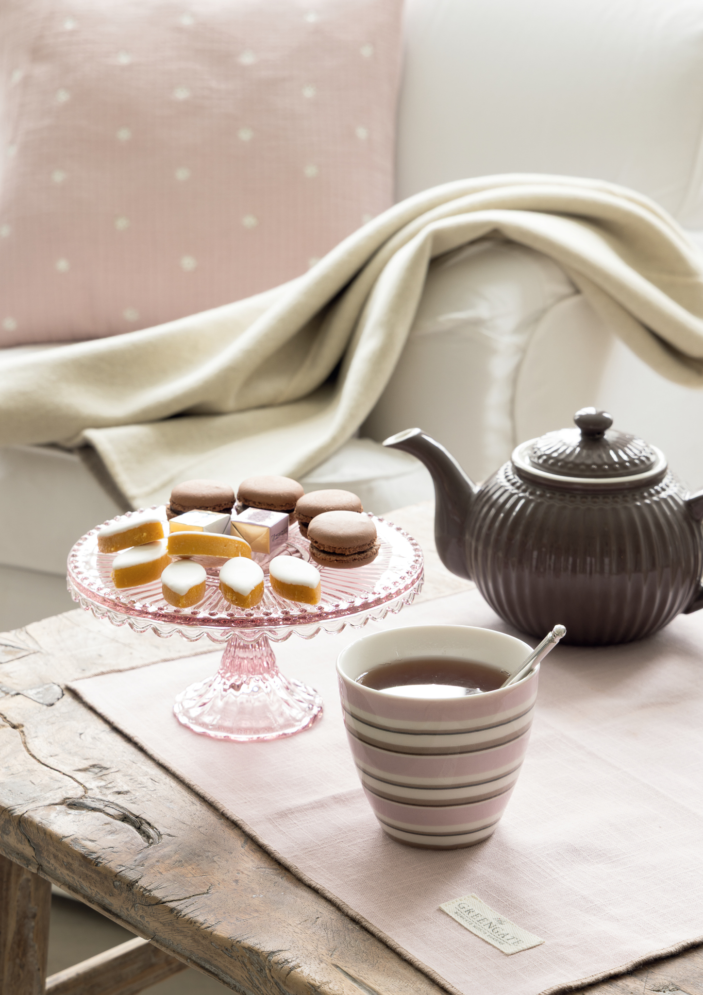 Greengate Geschirrtuch Timian white Tea towel